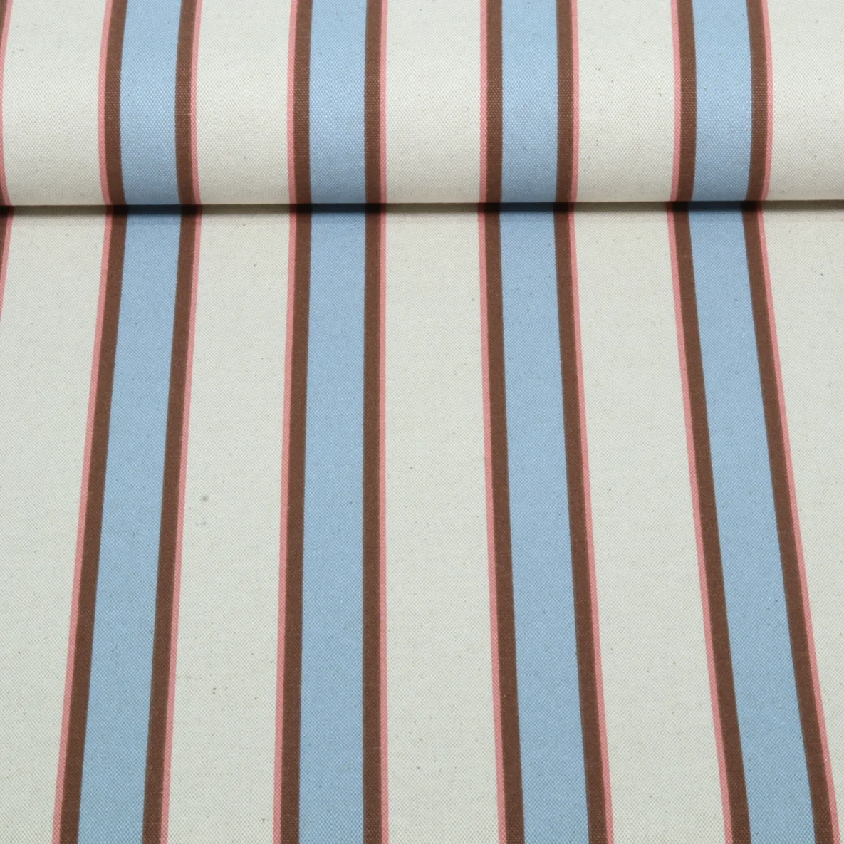 Canvas Leinenoptik Streifen Beige Hellblau