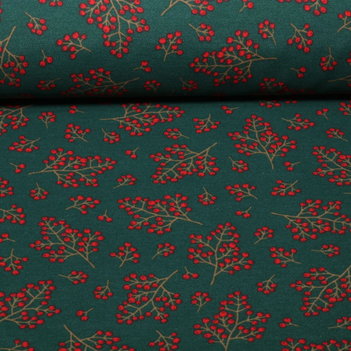 Canvas Leinenoptik Winterbeeren Grün