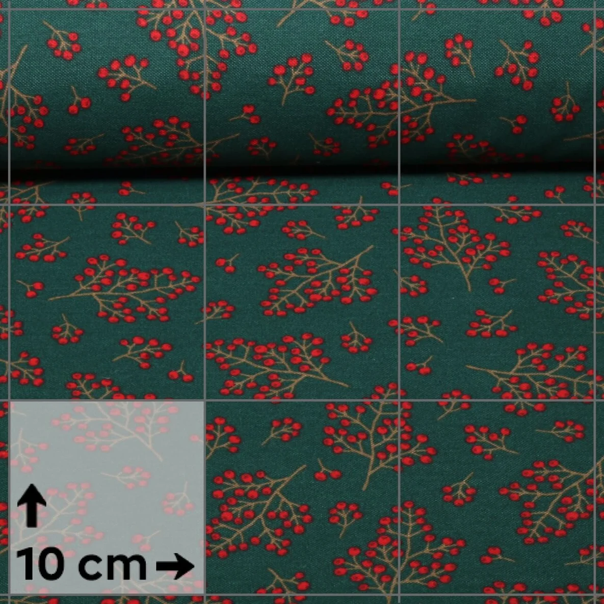 Canvas Leinenoptik Winterbeeren Grün