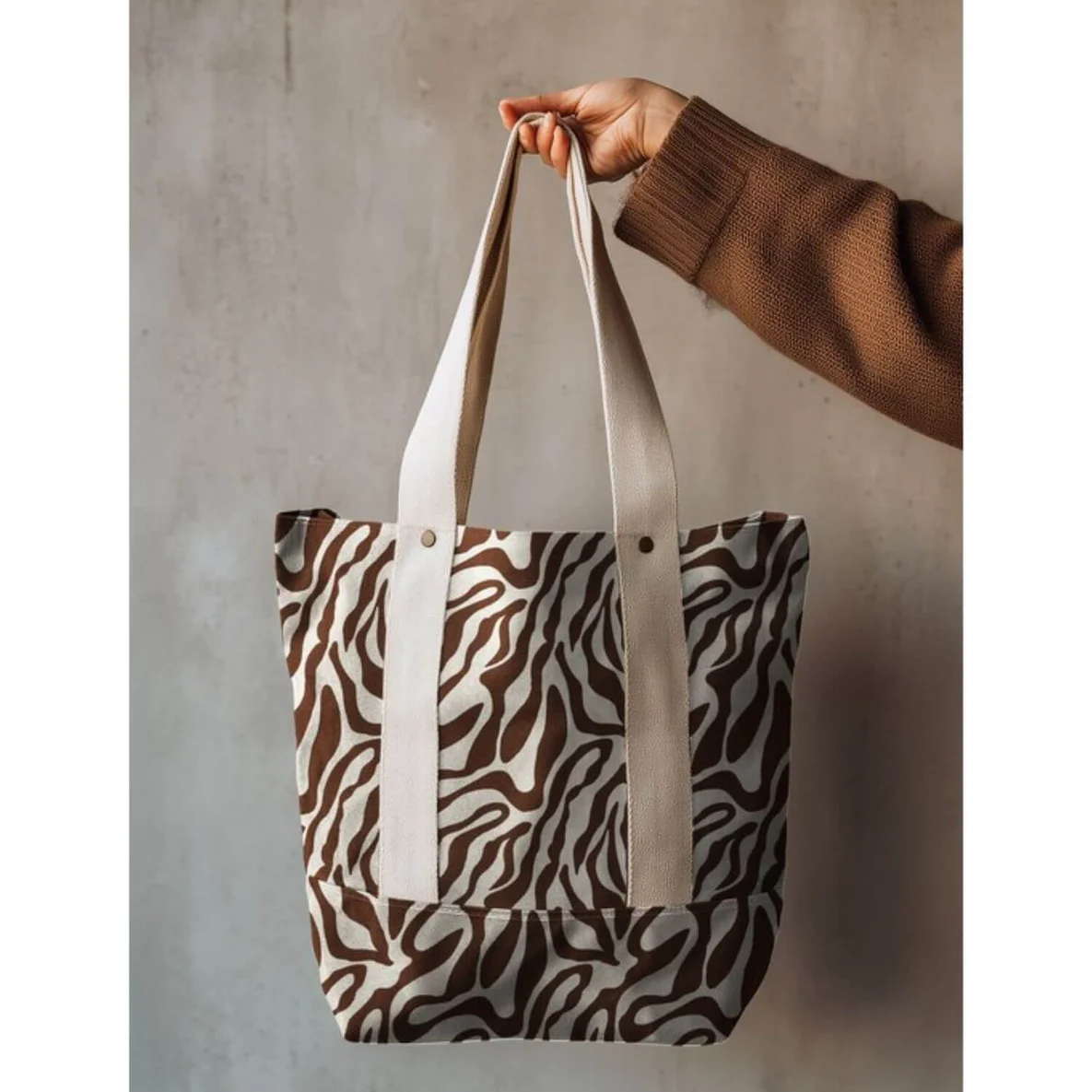 Canvas  Leinenoptik Zebra Beige Braun