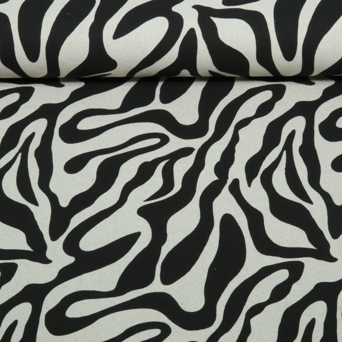 Canvas  Leinenoptik Zebra Beige Schwarz