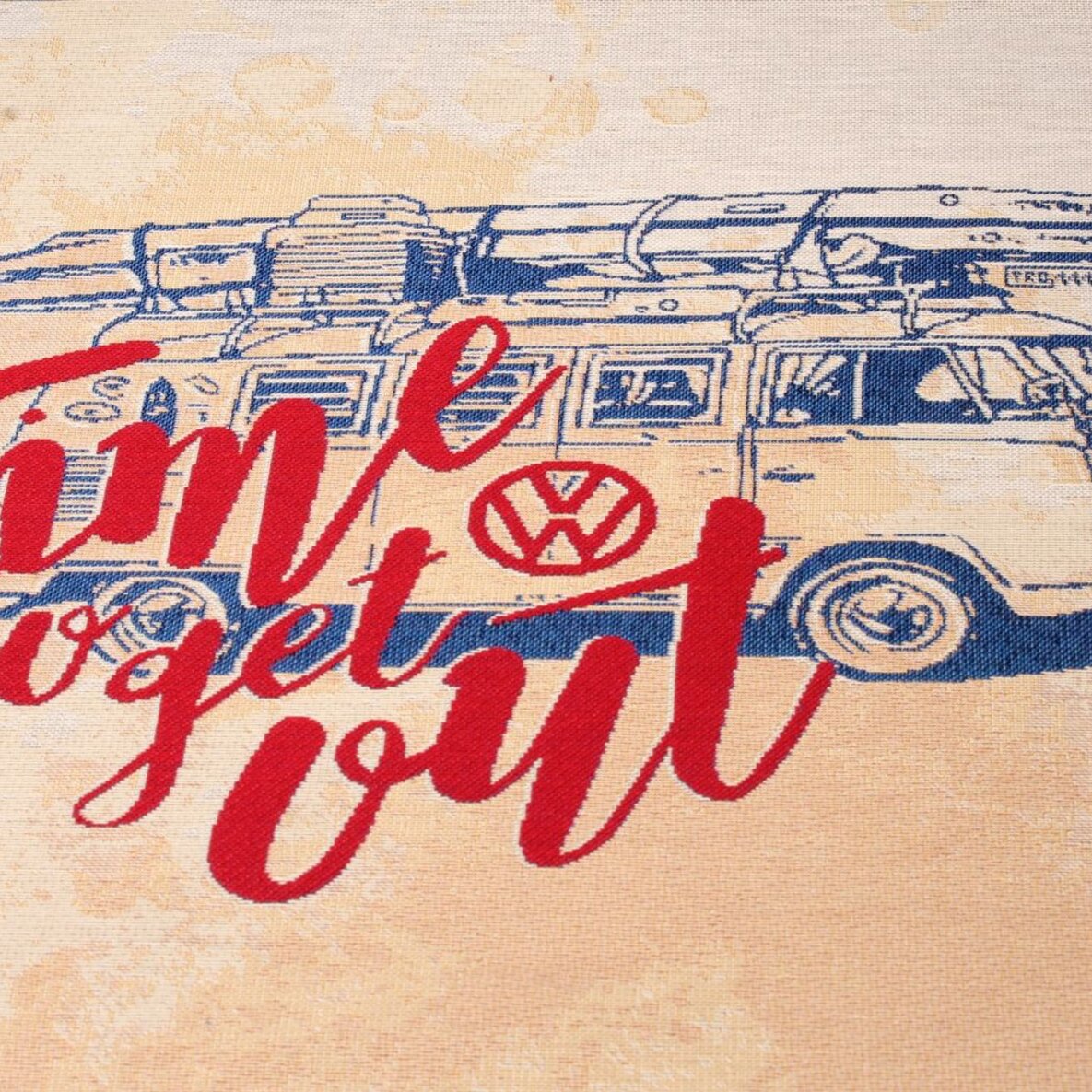 Canvas Panel "VW Bulli-Time to get out" Beige Multicolor