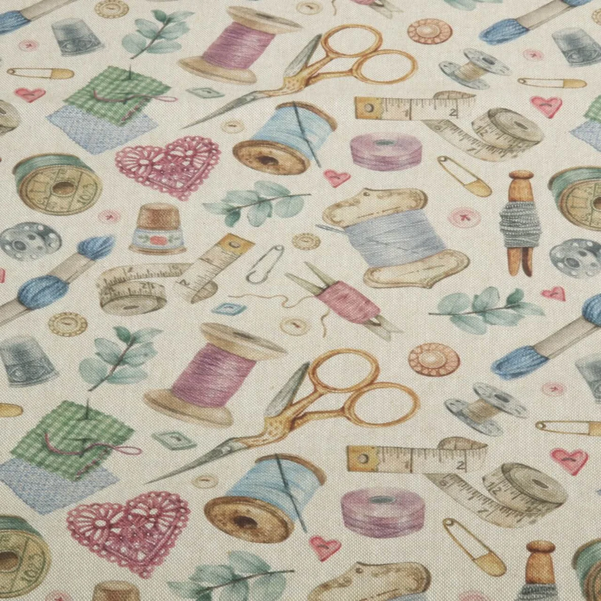 Canvas Recycelt Leinenlook Nähutensilien Beige