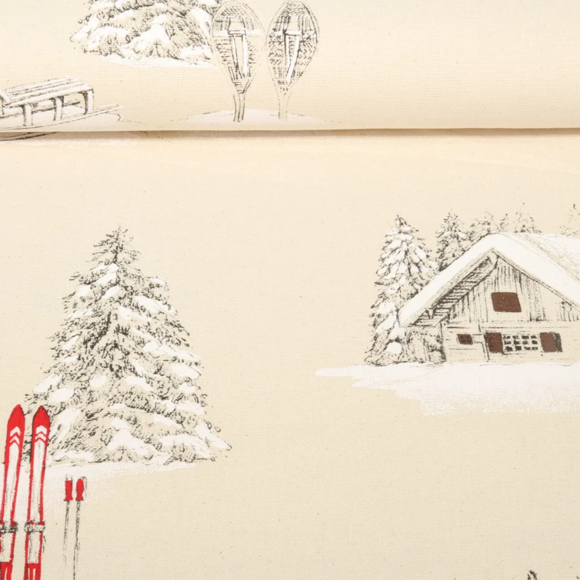 Canvas Skihütten Leinenlook Natur