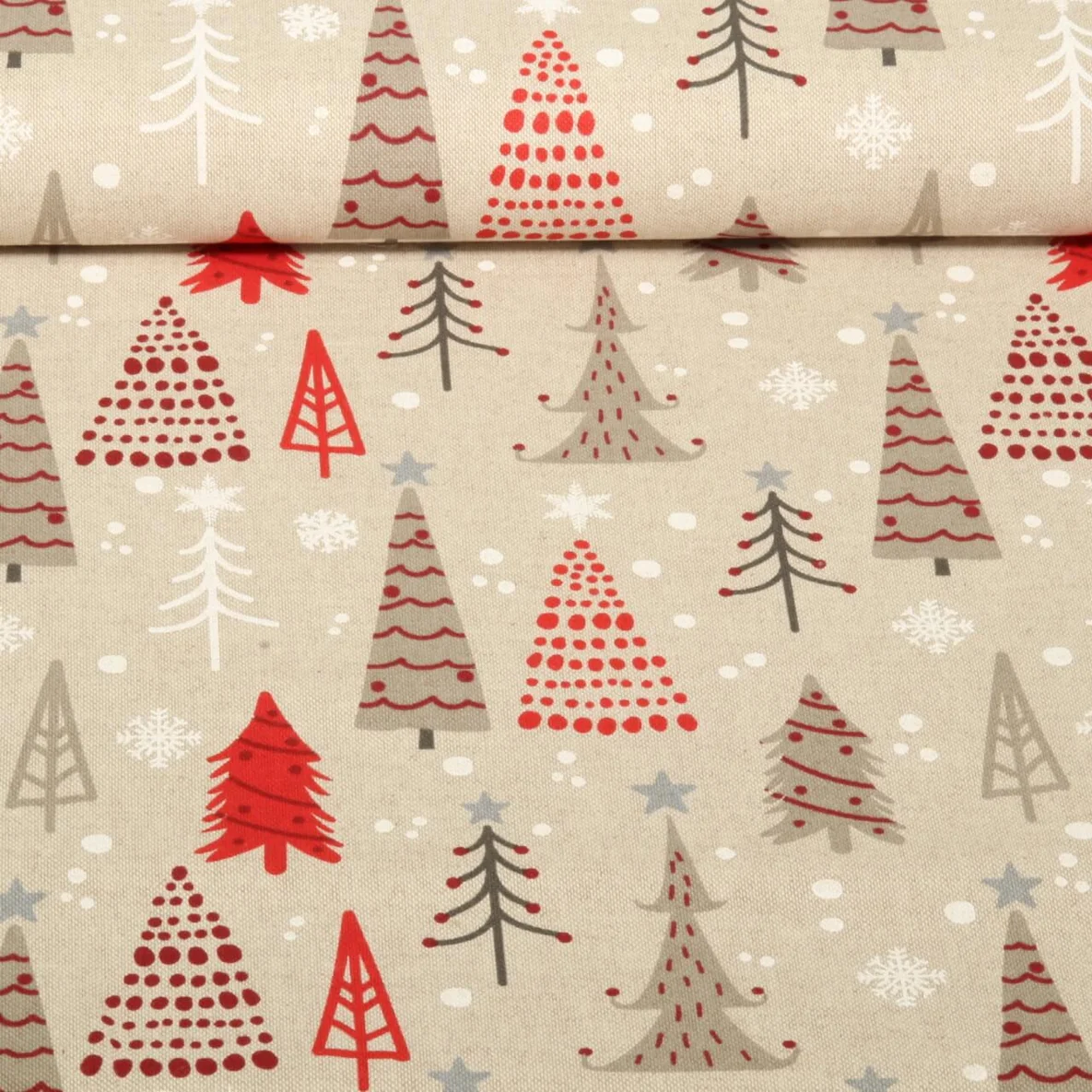 Canvas Tannenbäume Beige Rot
