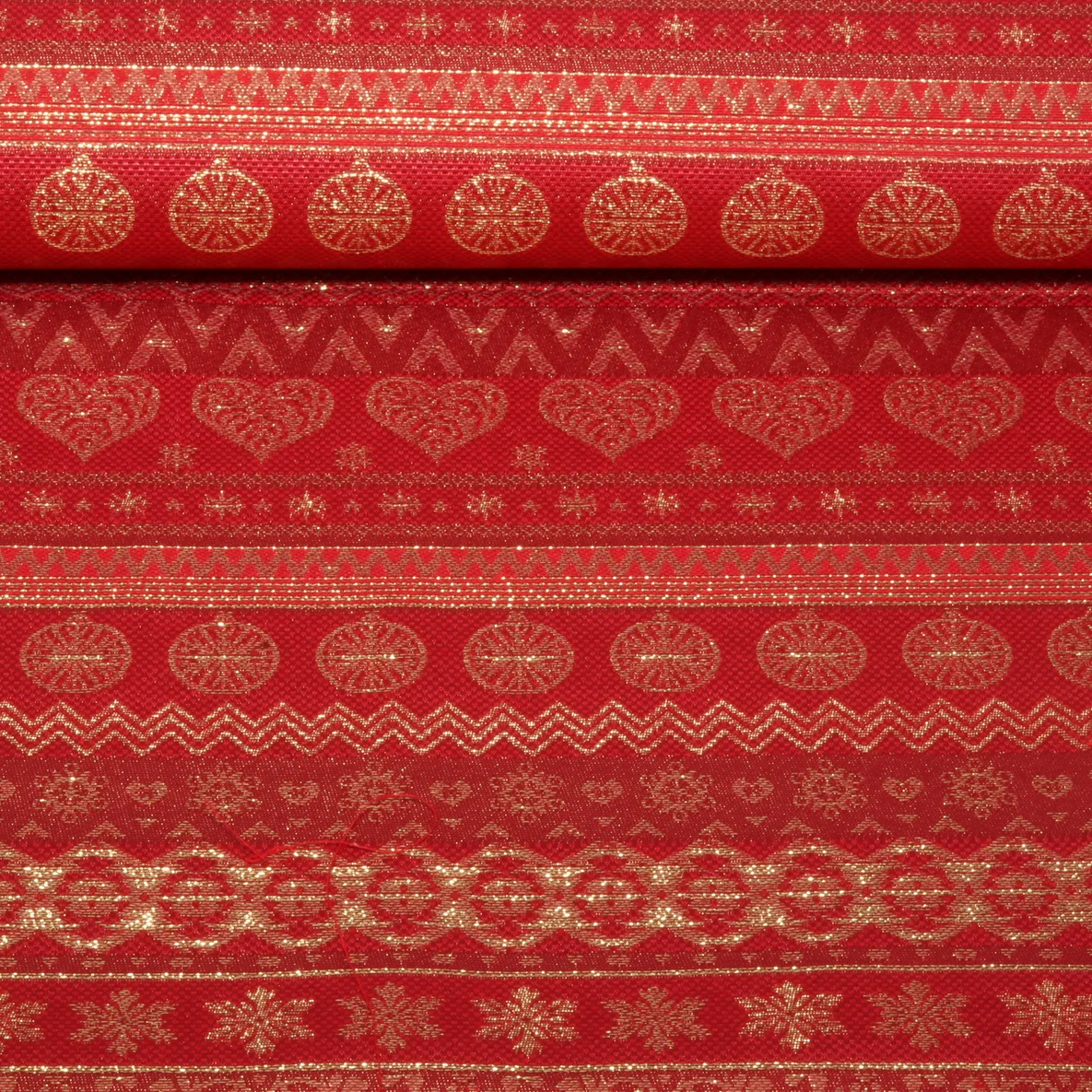 Canvas Tischwäsche X-MAS Bordüren Rot Gold