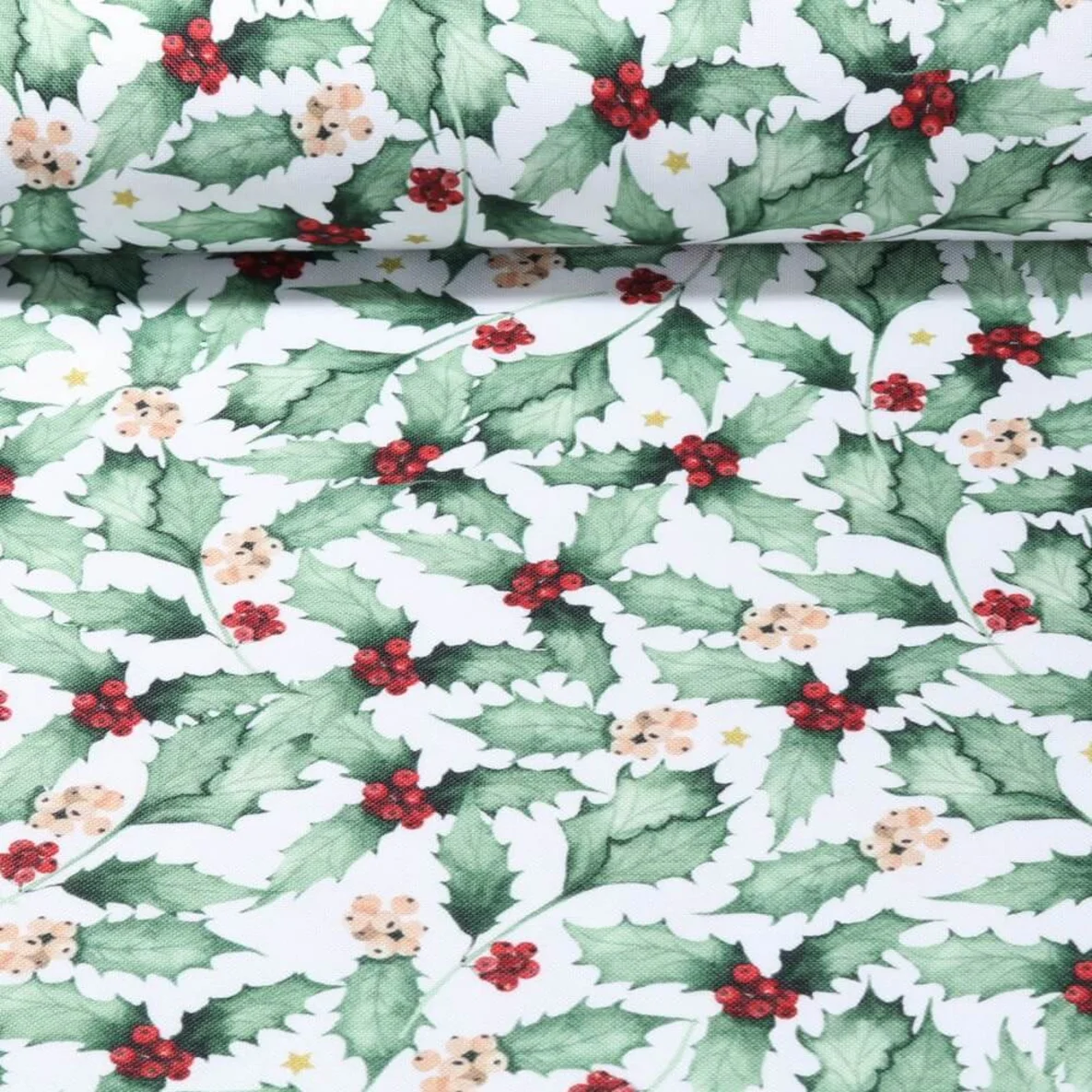 Canvas Tischwäsche X-MAS Ilex Weiß
