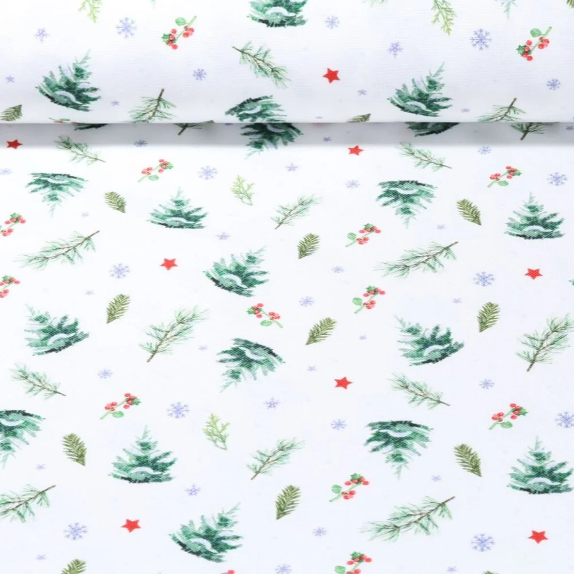 Canvas Tischwäsche X-MAS Tannenbäume Weiß