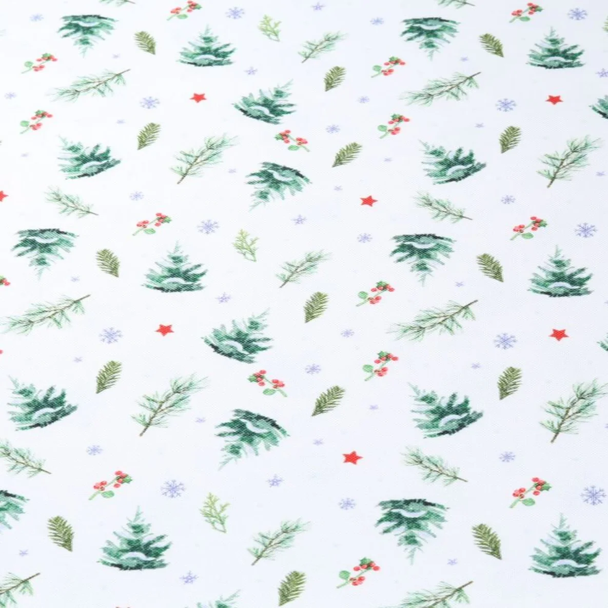 Canvas Tischwäsche X-MAS Tannenbäume Weiß