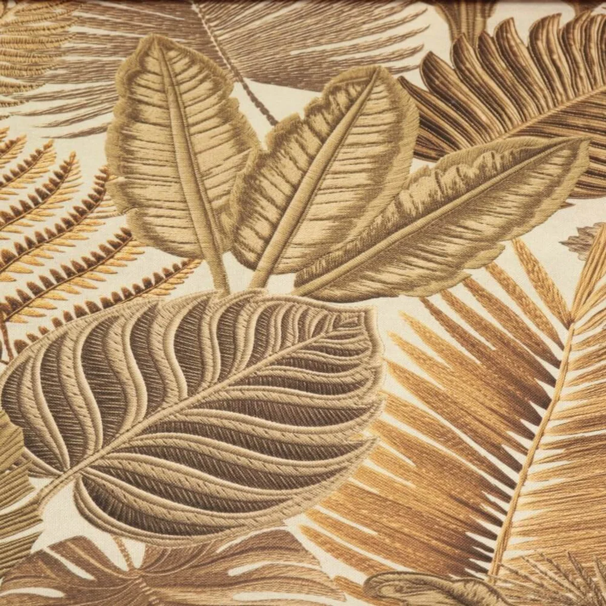 Canvas Tropische Blätter Leinenlook Beige