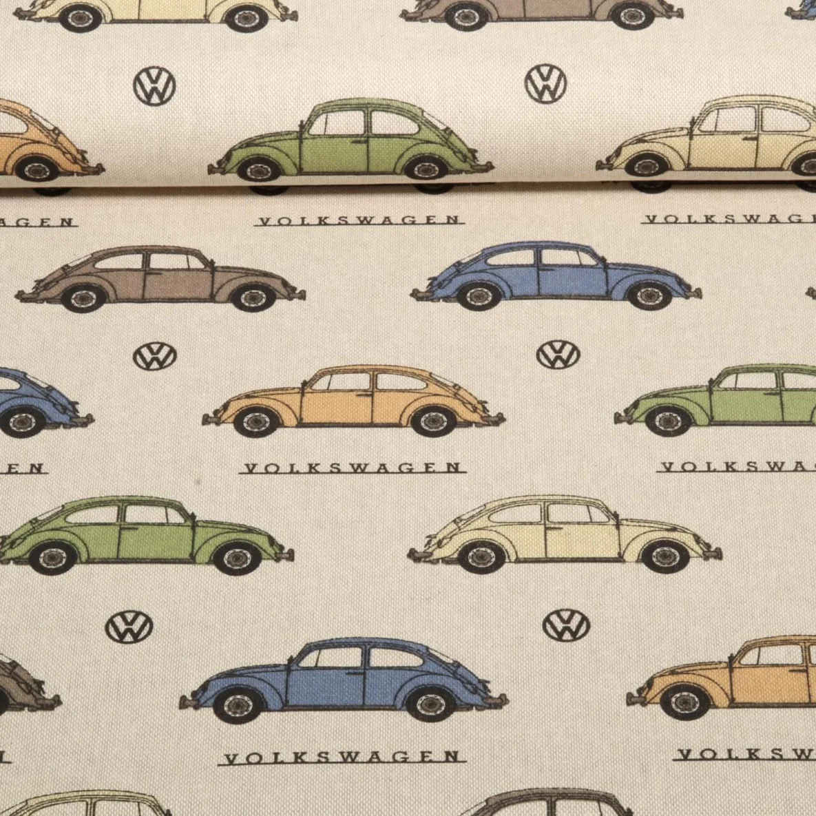 Canvas VW Beetle Beige Multicolor Leinenoptik