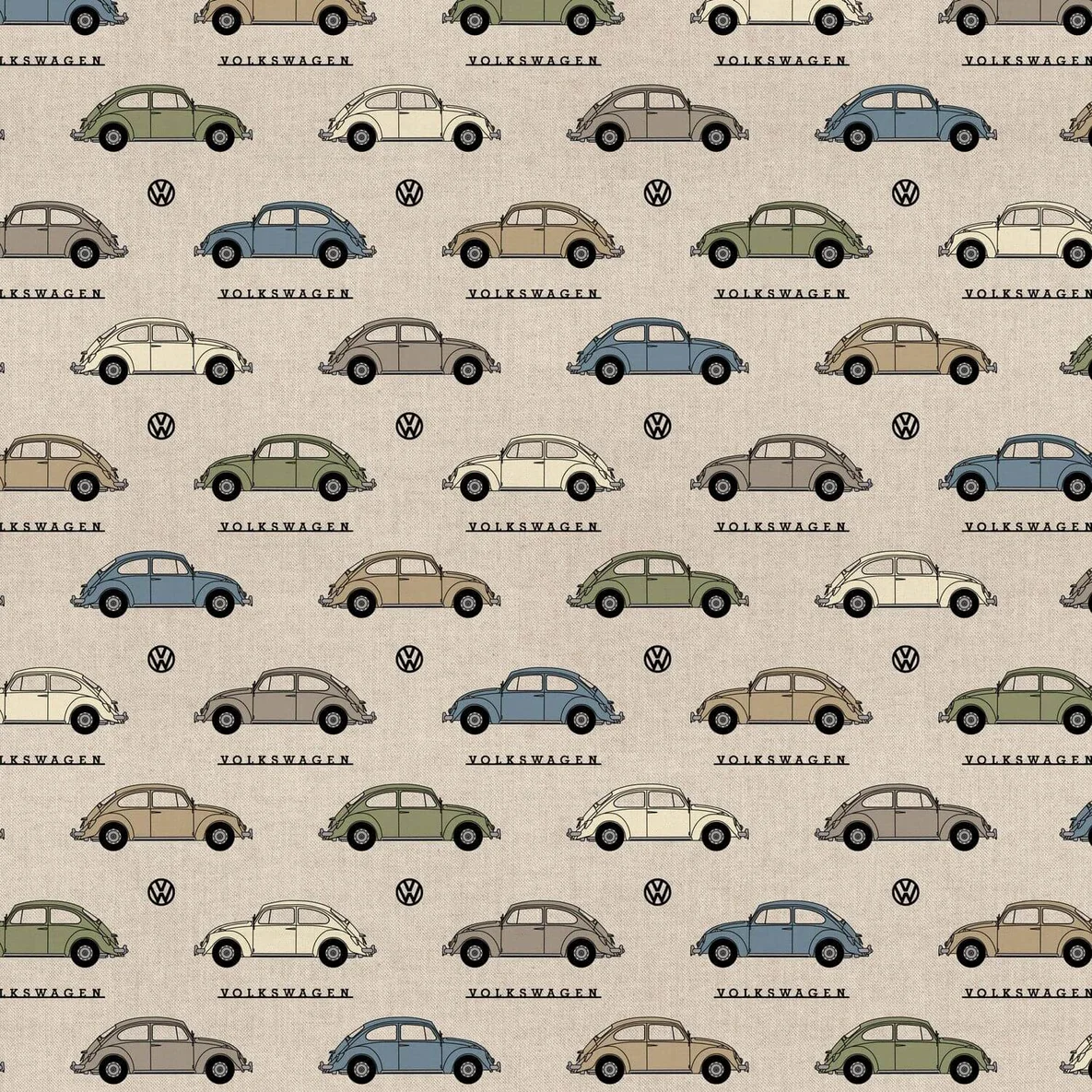 Canvas VW Beetle Beige Multicolor Leinenoptik
