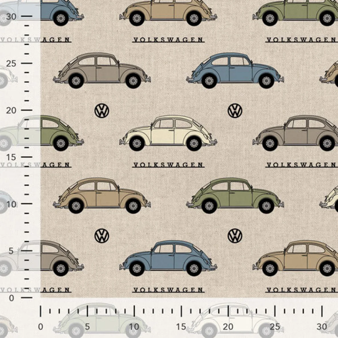 Canvas VW Beetle Beige Multicolor Leinenoptik