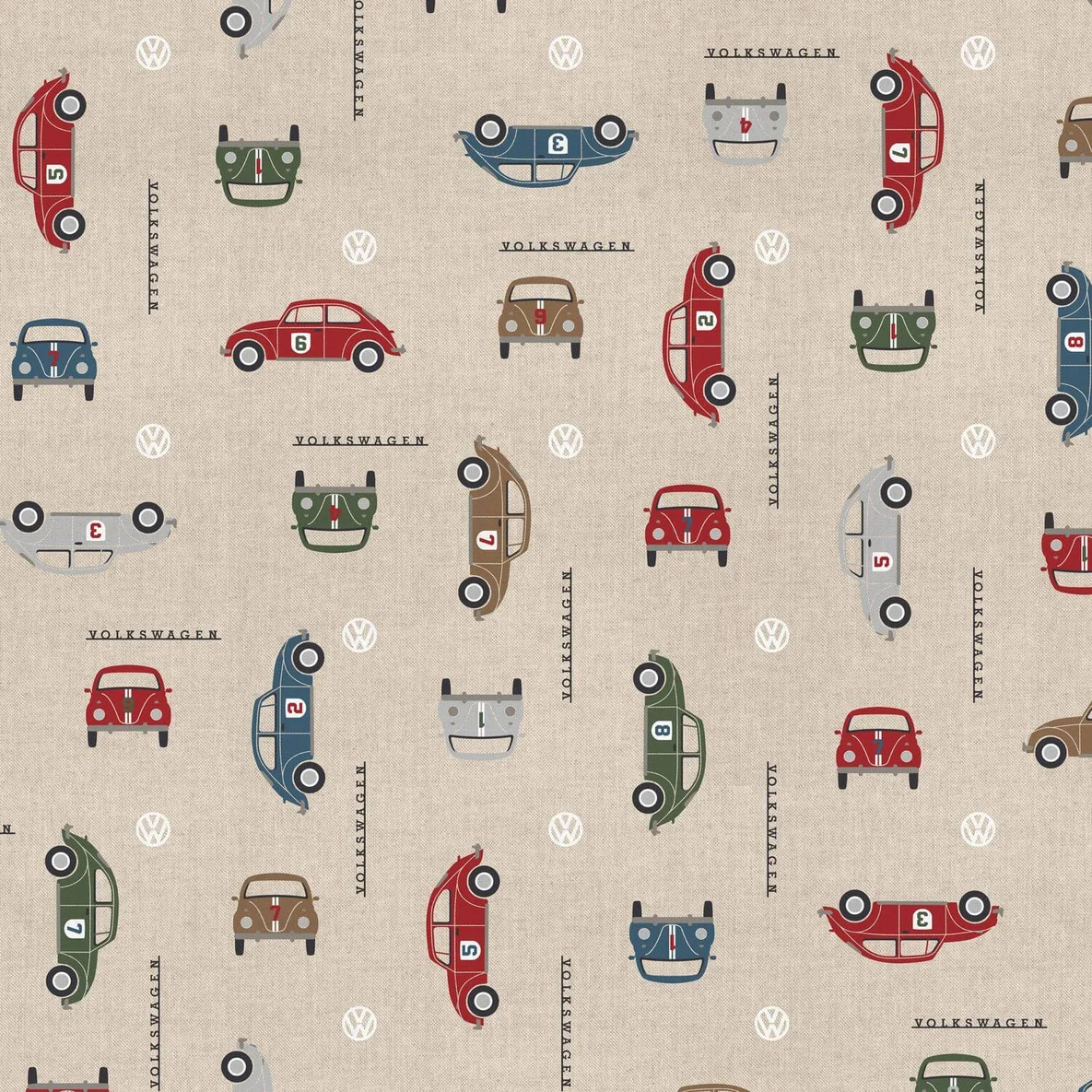 Canvas VW Beetle Racing Beige Multicolor Leinenoptik