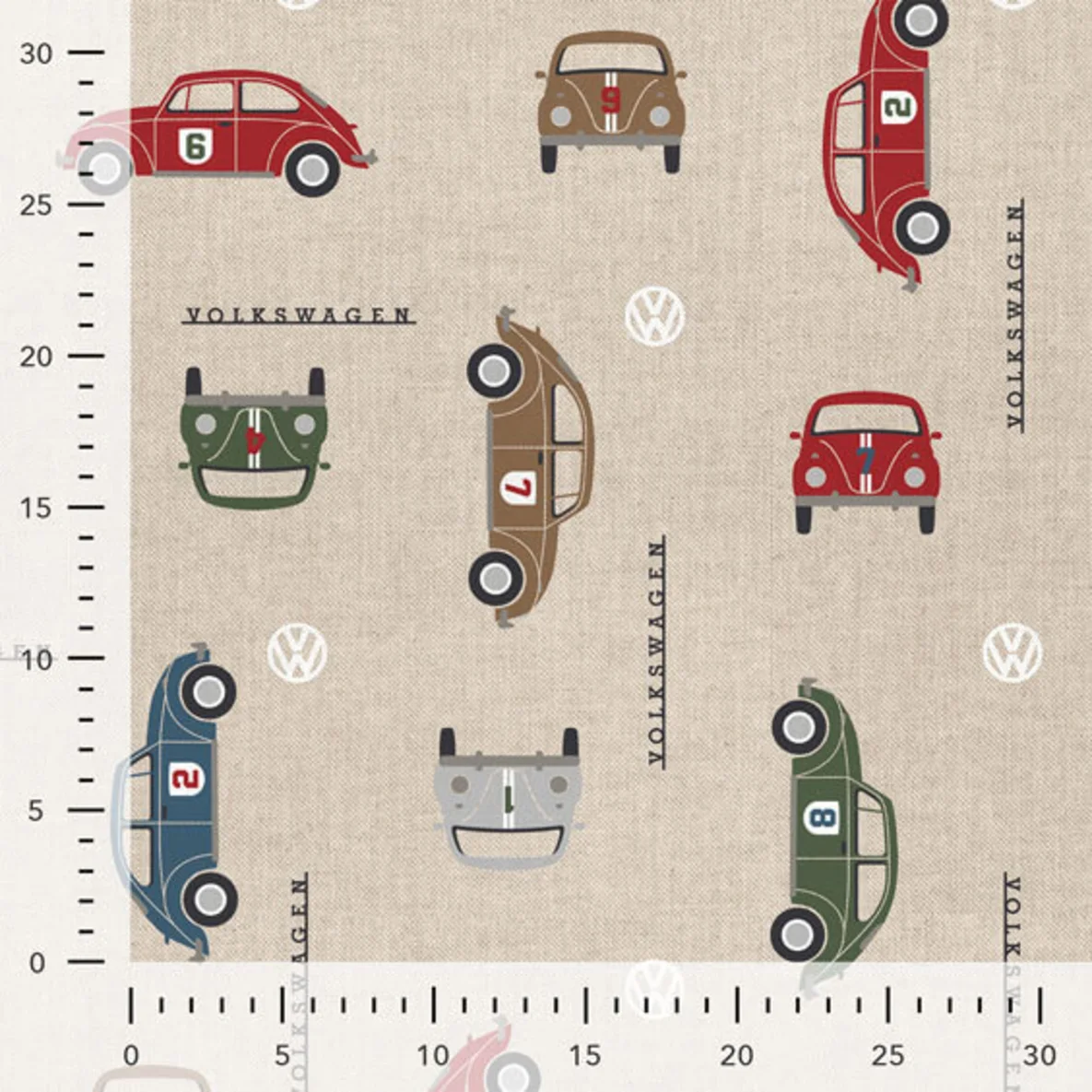 Canvas VW Beetle Racing Beige Multicolor Leinenoptik