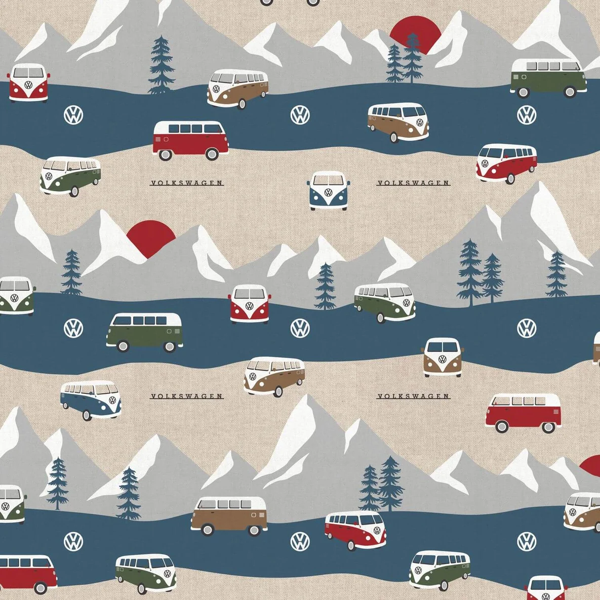 Canvas VW Bulli Bergabenteuer Beige Leinenoptik