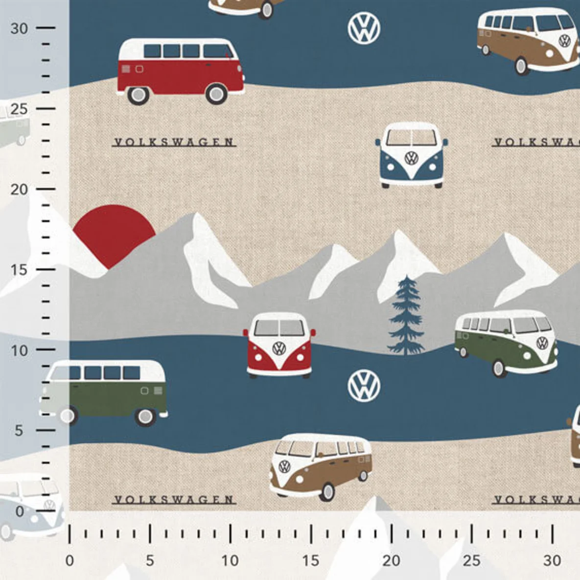 Canvas VW Bulli Bergabenteuer Beige Leinenoptik
