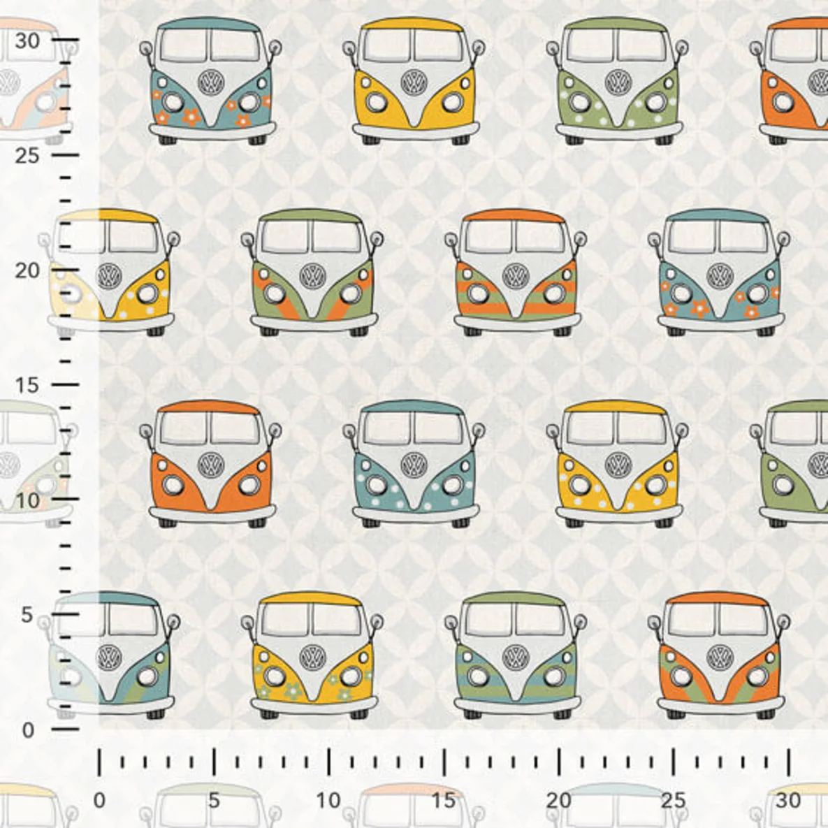 Canvas VW Bulli Retro Lichtgrau Multicolor