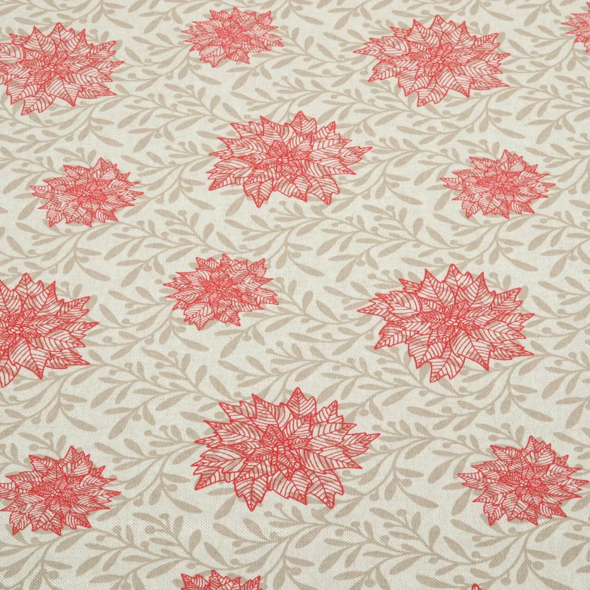 Canvas Weihnachtsstern Leinenlook Beige Rot