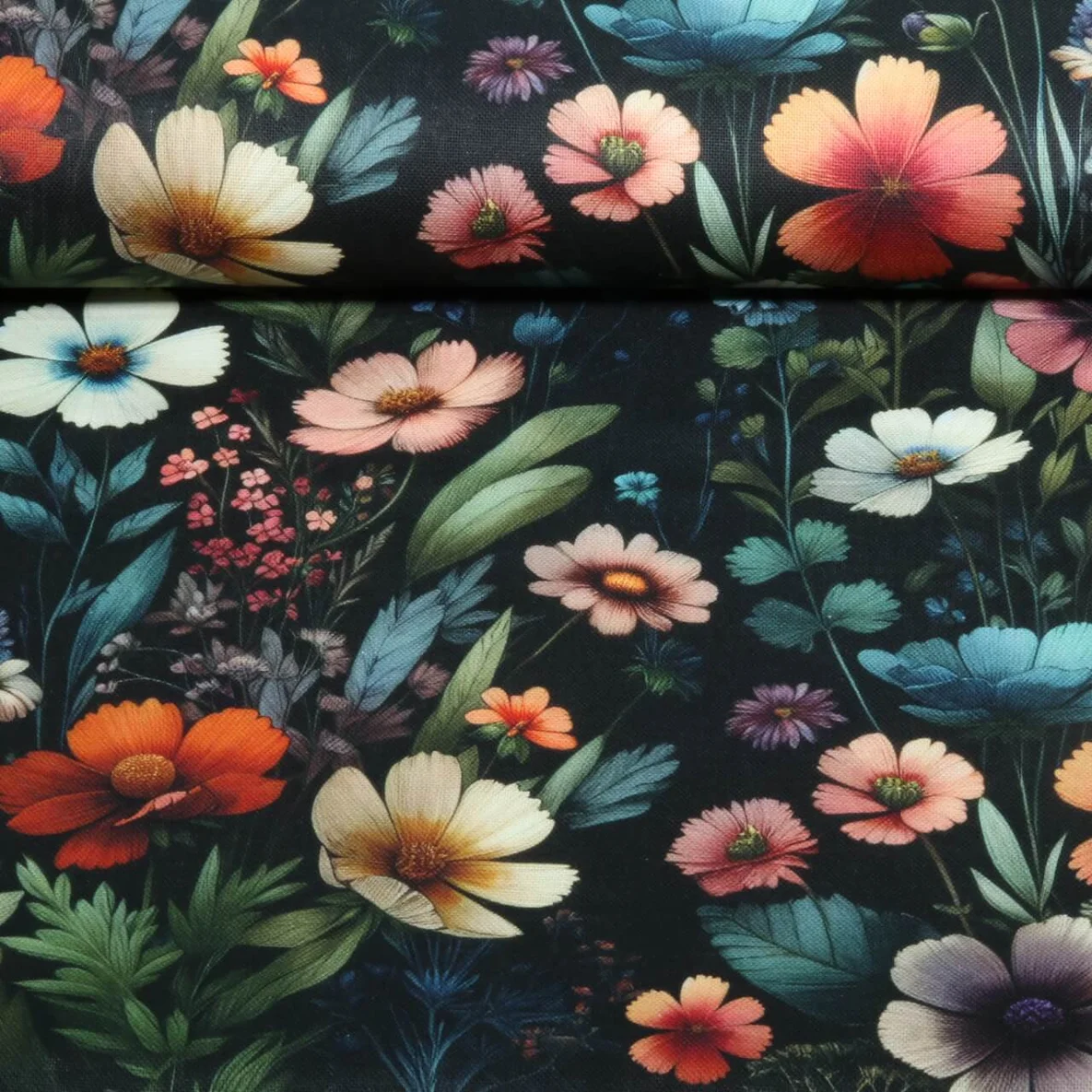 Canvas Wildblumen Schwarz