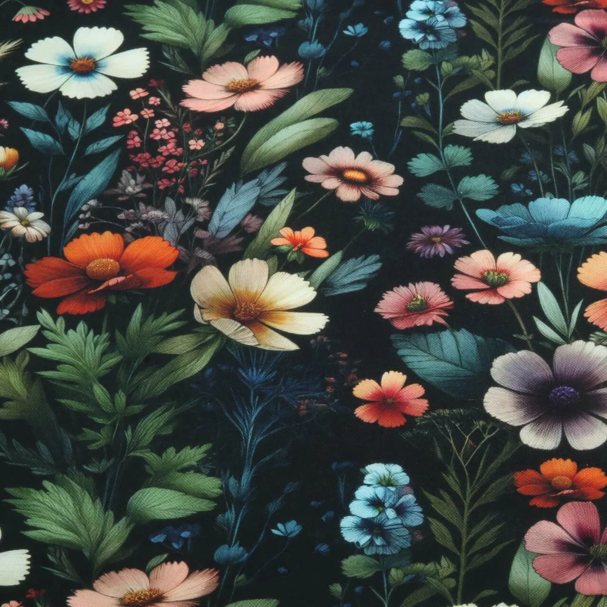 Canvas Wildblumen Schwarz