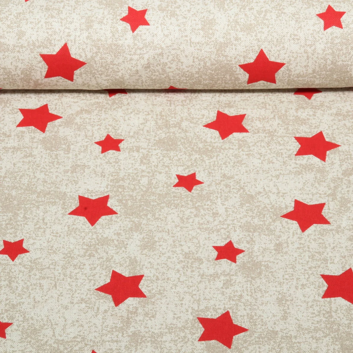 Canvas X-Mas Sterne Leinenlook Beige Rot
