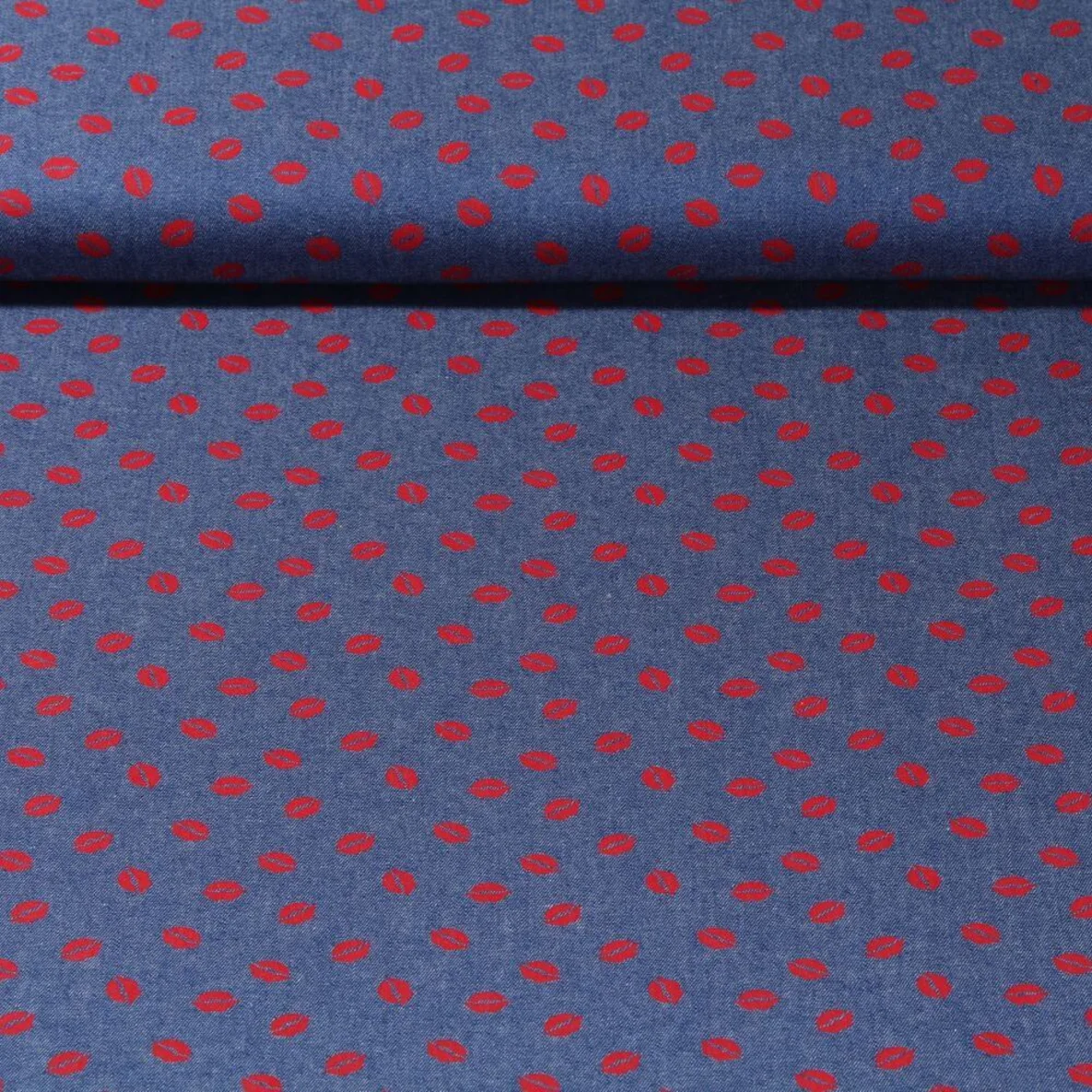 Chambray Kussmund Blau