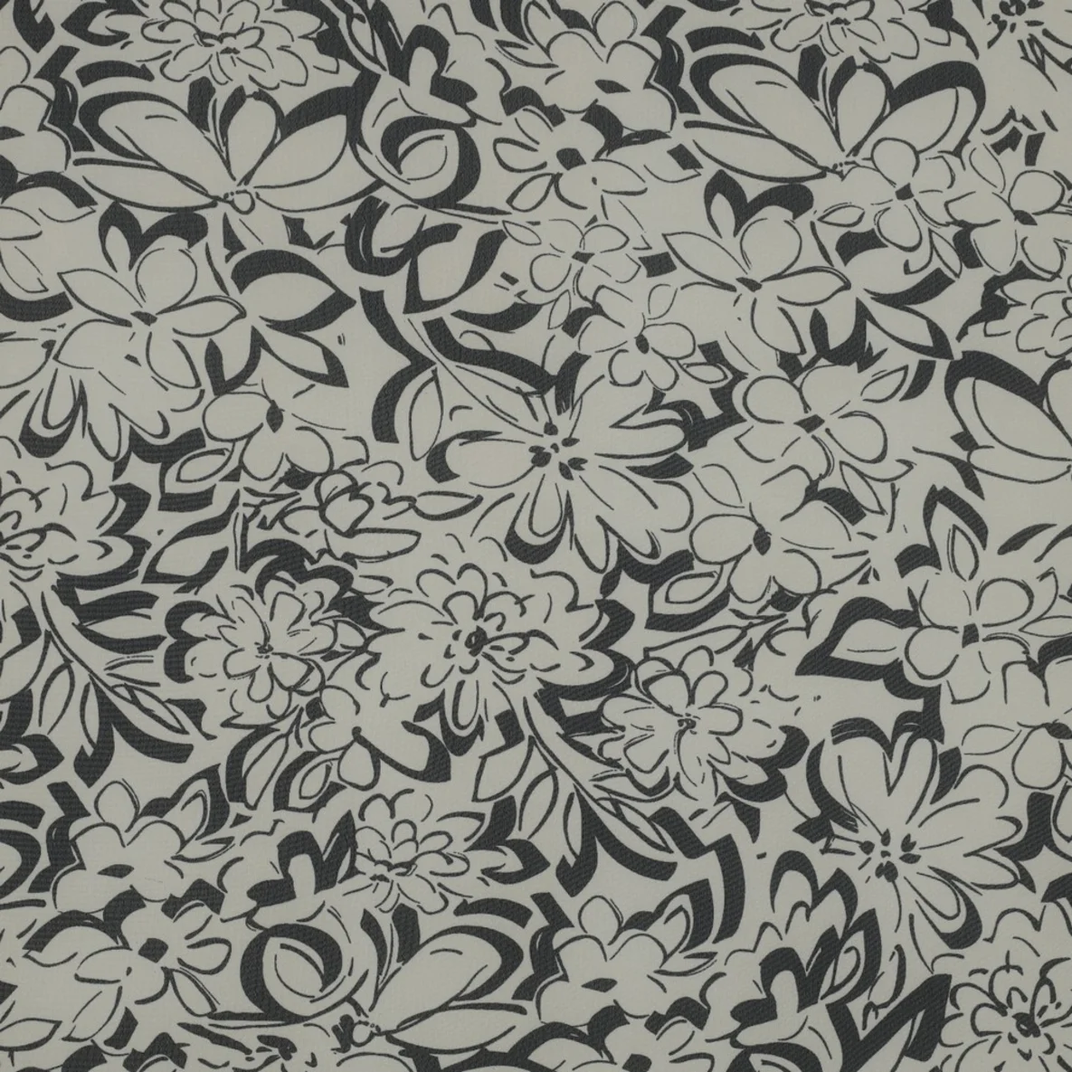 Chiffon Blüten Ecru Schwarz