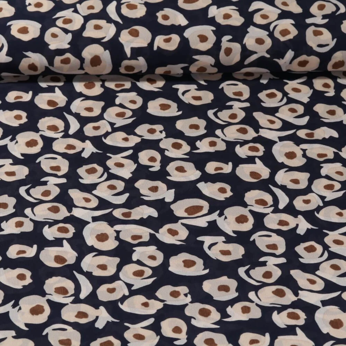 Chiffon Blumen Abstrakt Navy Sand