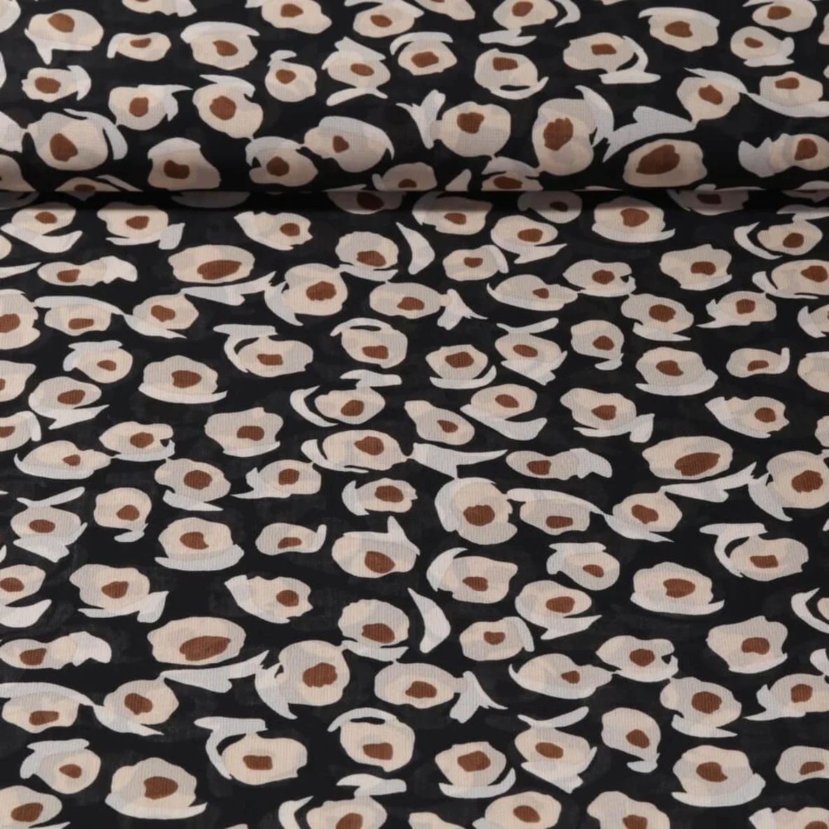 Chiffon Blumen Abstrakt Schwarz Sand