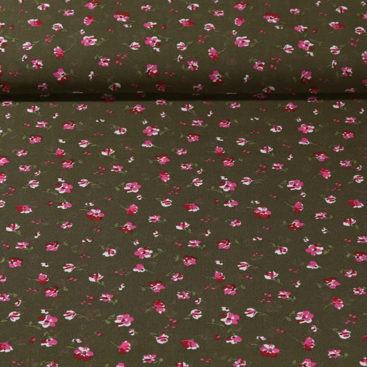 Chiffon Blumen Grün Pink