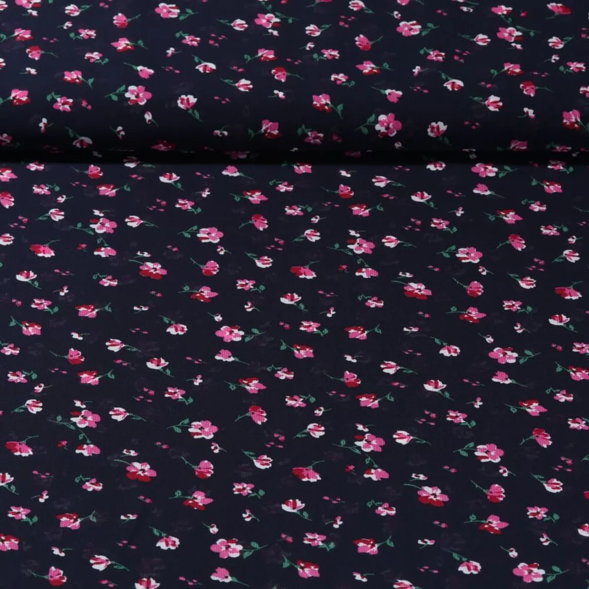 Chiffon Blumen Navy Pink