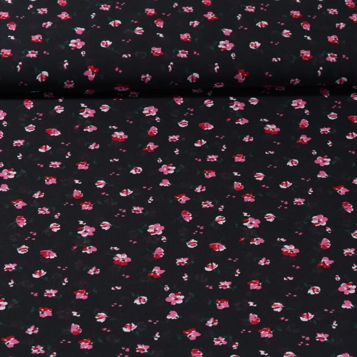 Chiffon Blumen Schwarz Pink