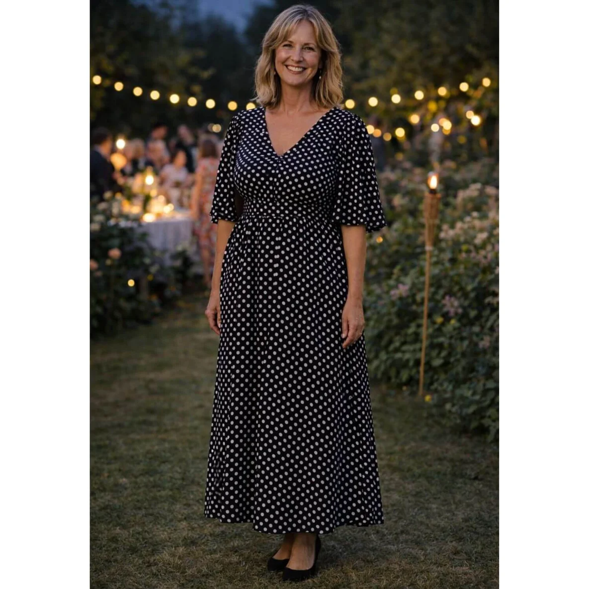 Chiffon Punkte Polka Dots Schwarz Weiß