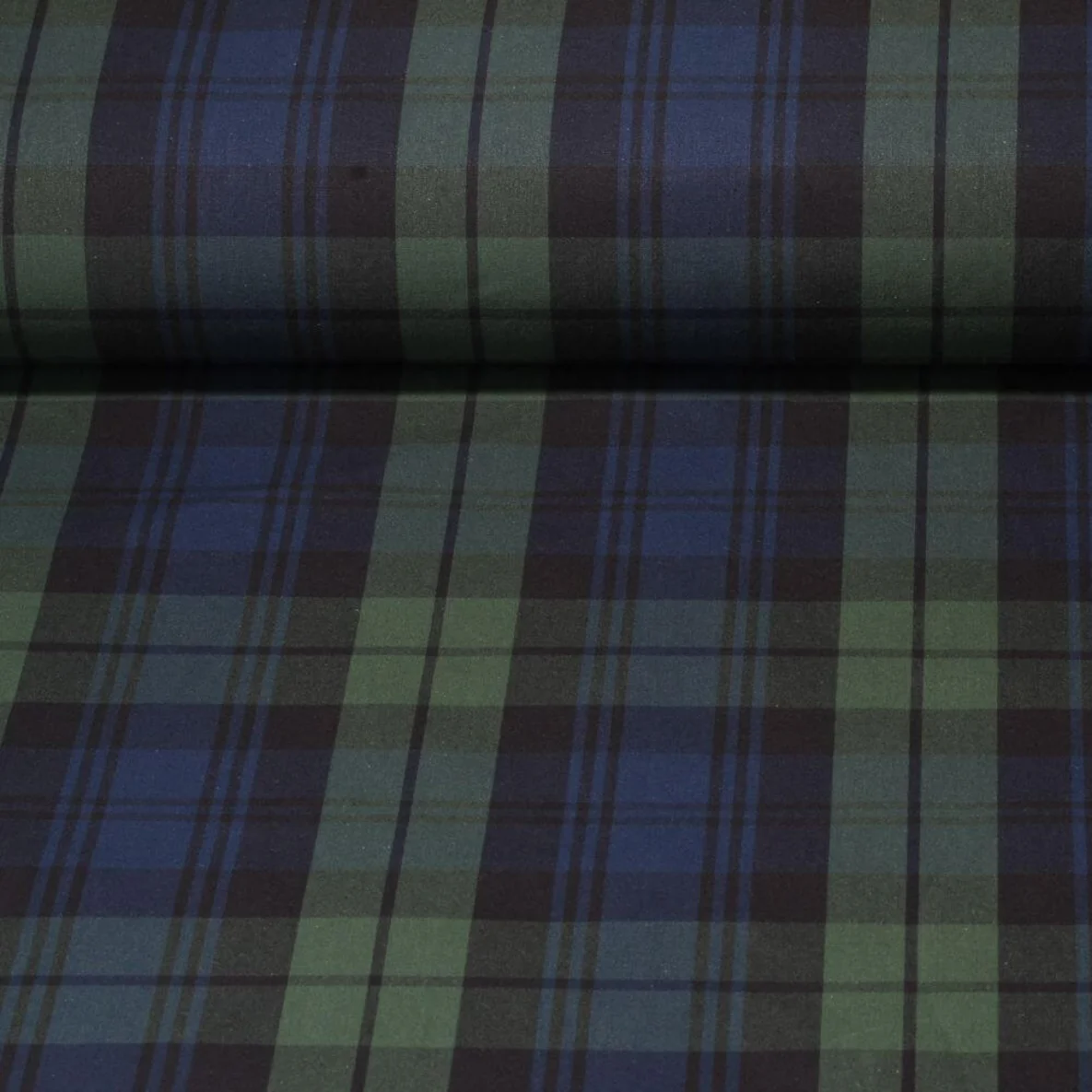 Dry Oilskin Light Blackwatch Tartan Blau Grün