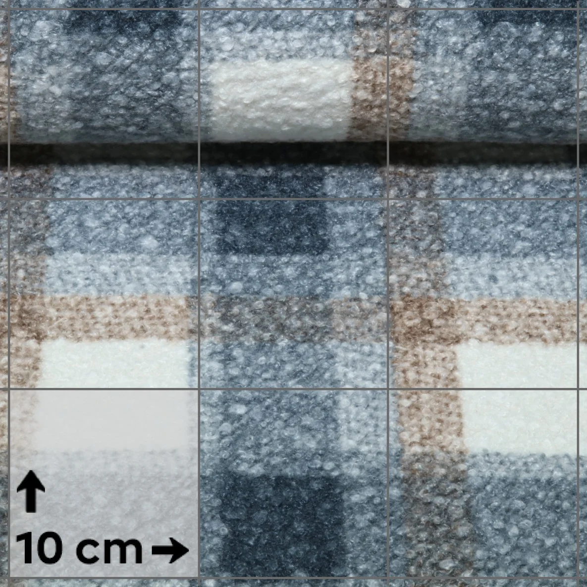 Fleece Bouclé Karos Blau
