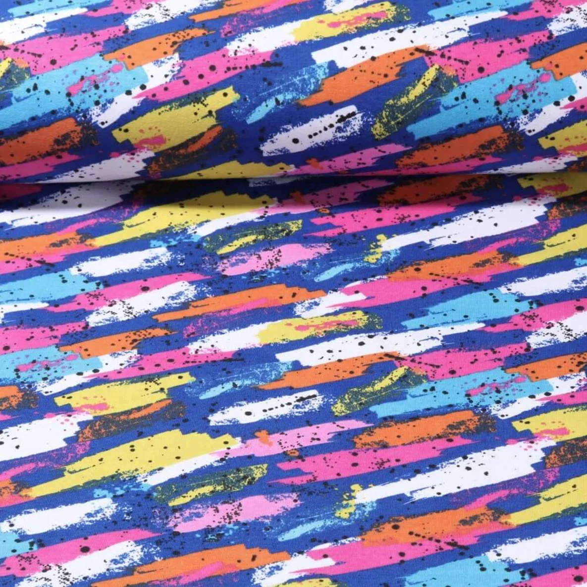 French Terry Pinselstriche Blau