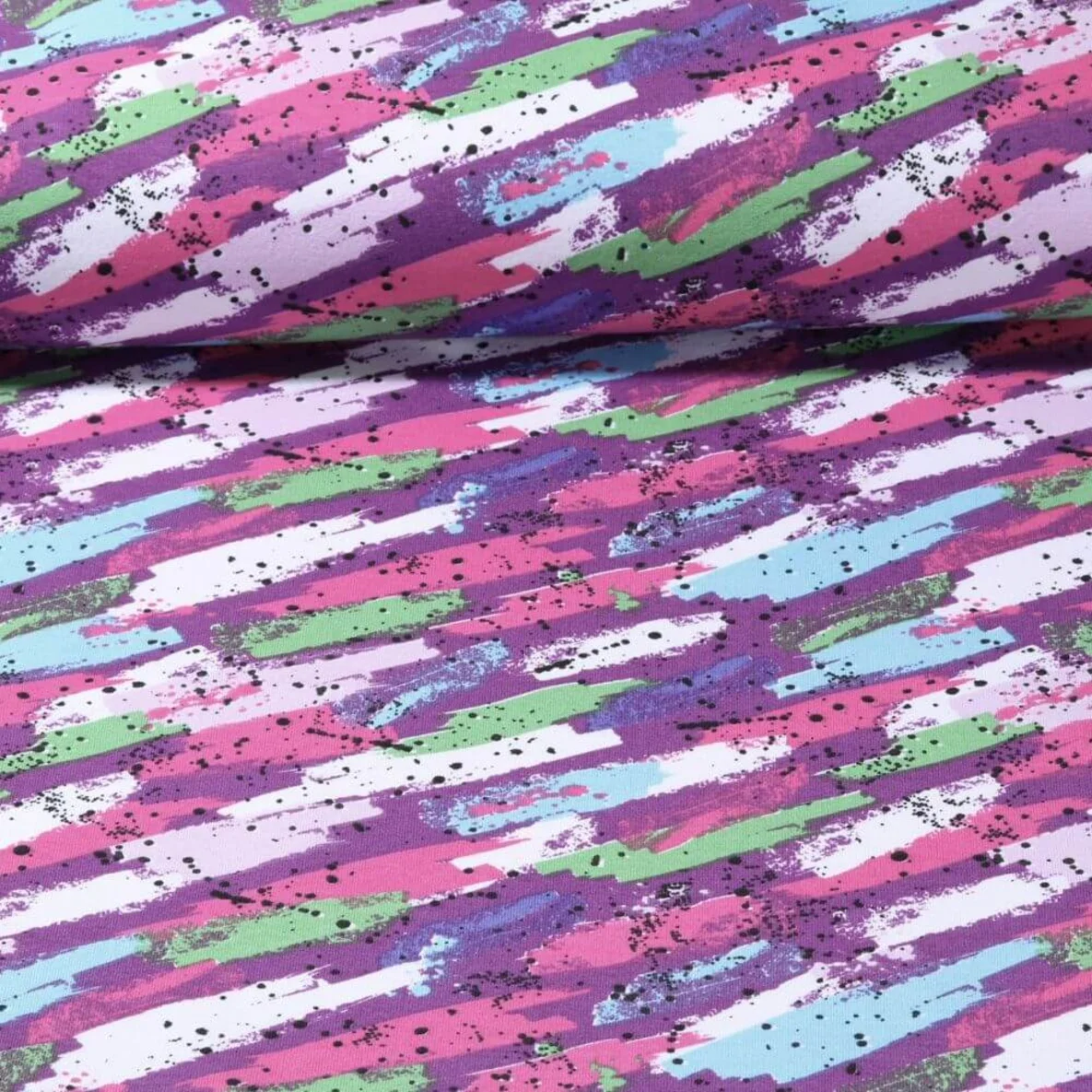 French Terry Pinselstriche Fuchsia