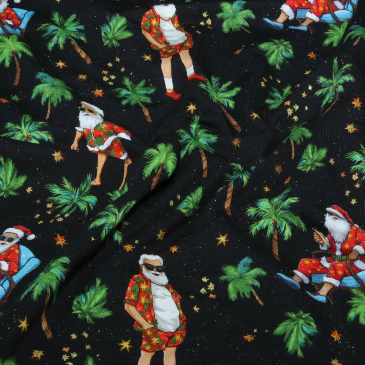 French Terry Weihnachtsmann Palmen Schwarz
