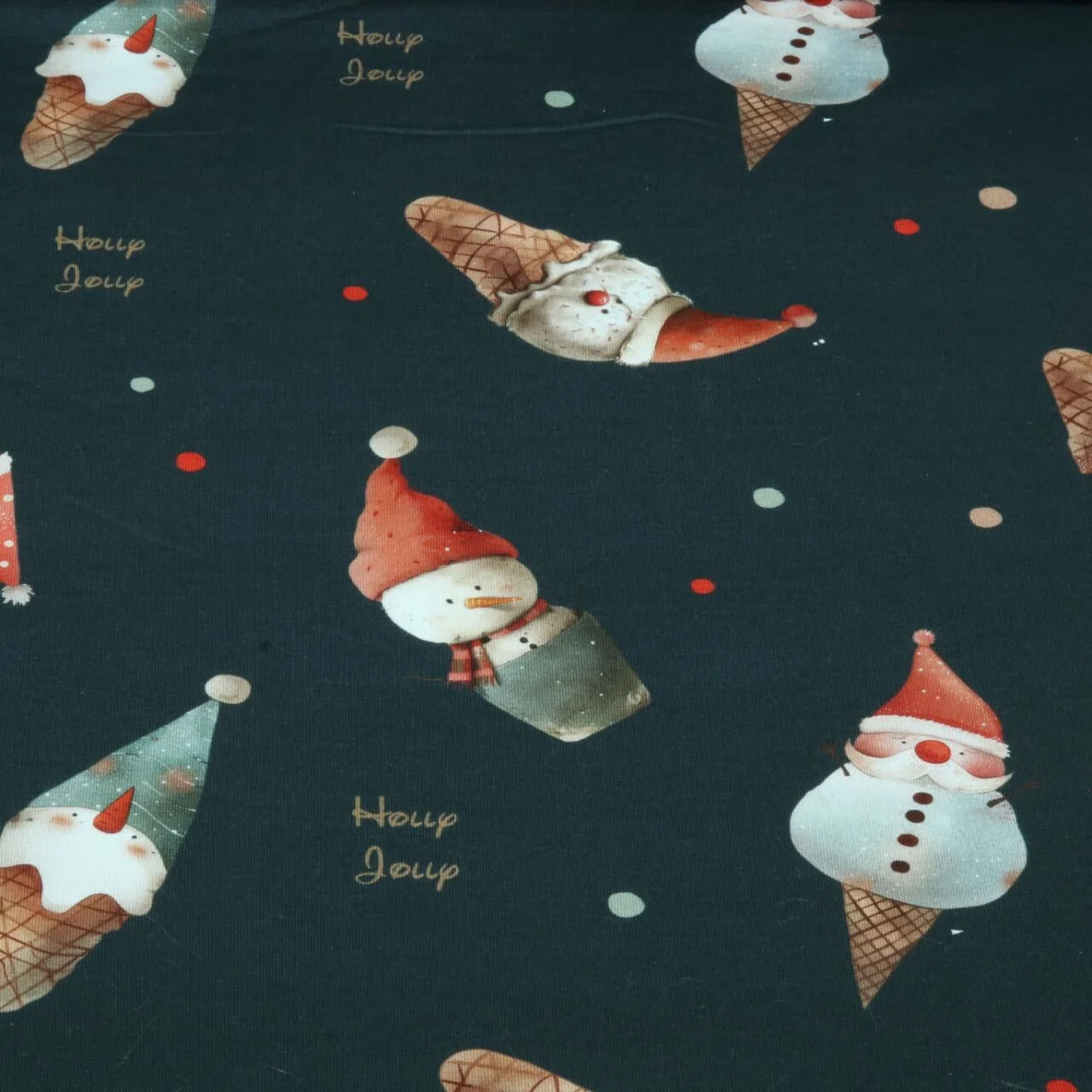 French Terry X-Mas Eiscreme Petrol
