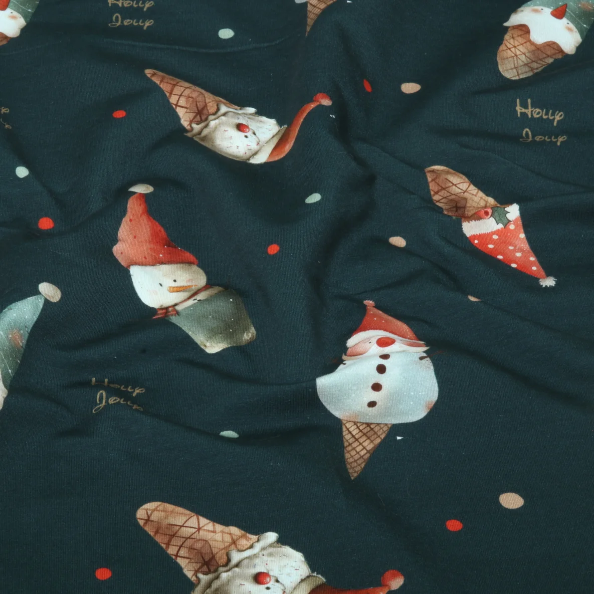 French Terry X-Mas Eiscreme Petrol