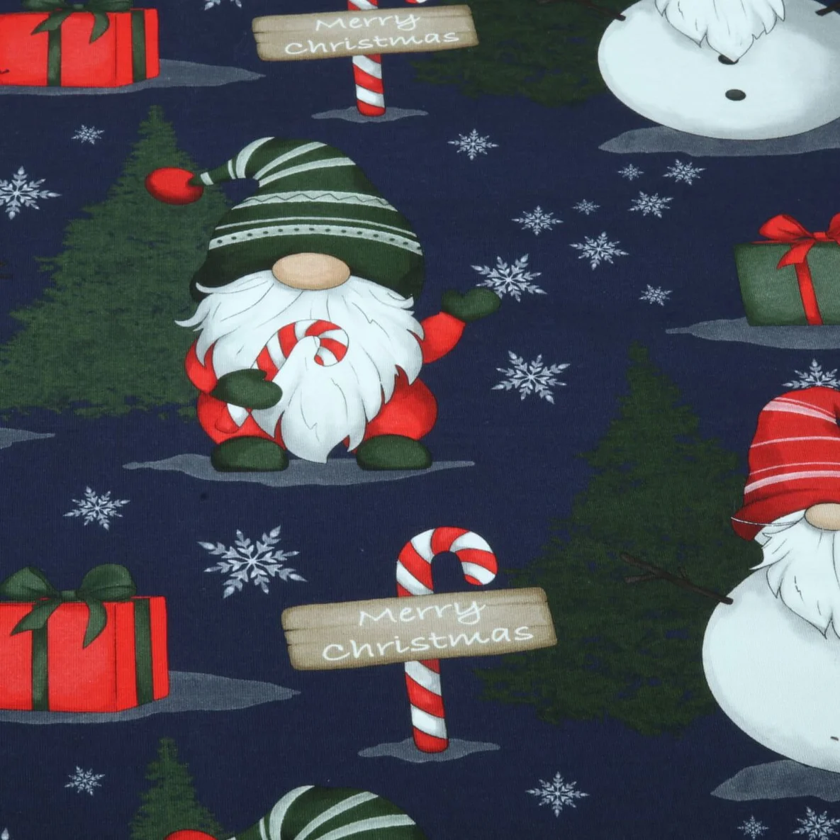 French Terry X-Mas Zwerge XL Blau