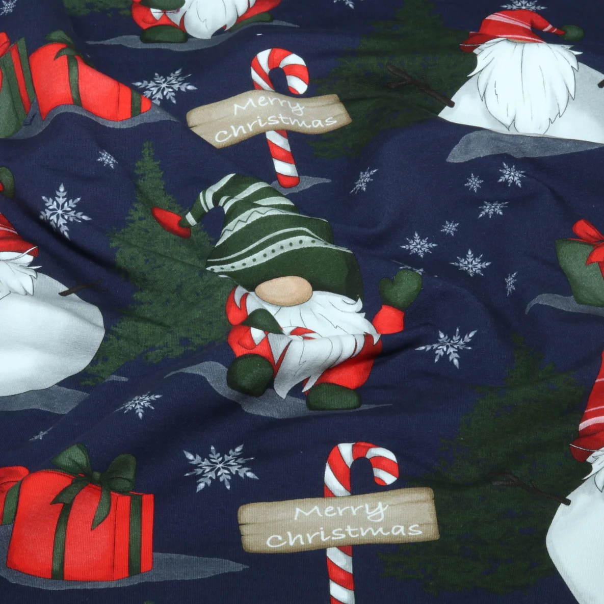 French Terry X-Mas Zwerge XL Blau