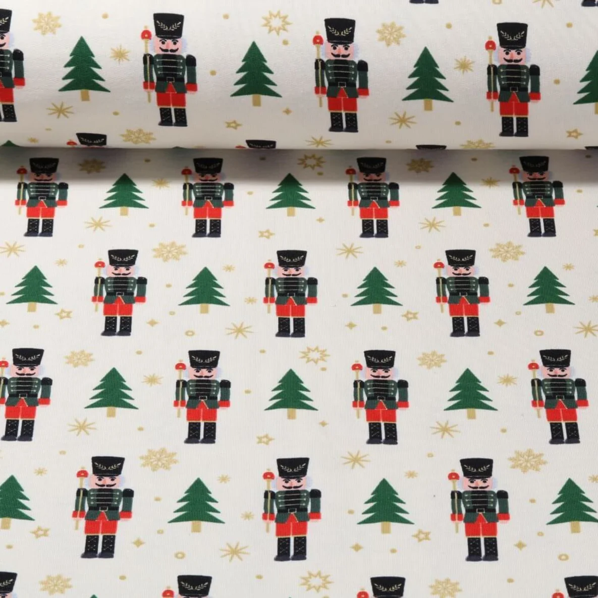 French Terry mit Nussknackern Ecru