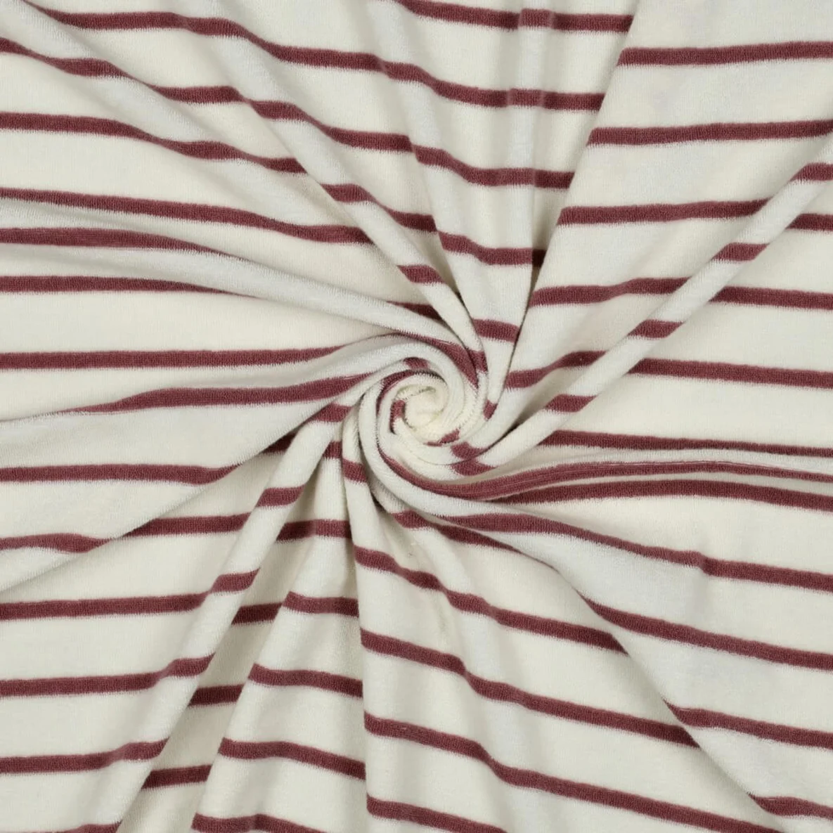 Frottee Jersey Streifen Ecu Mauve Garngefärbt