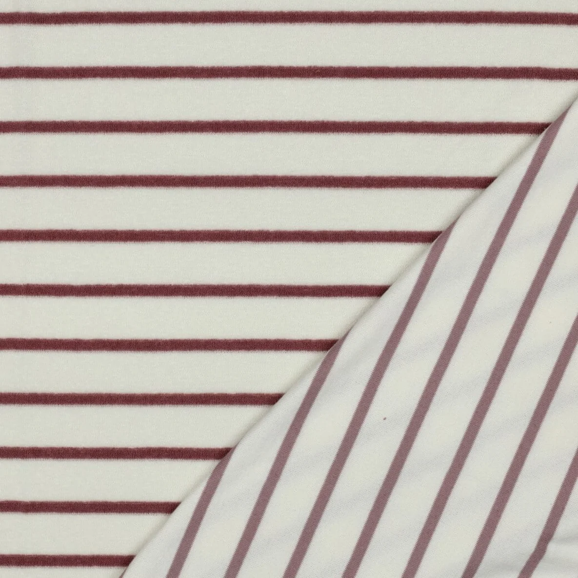 Frottee Jersey Streifen Ecu Mauve Garngefärbt