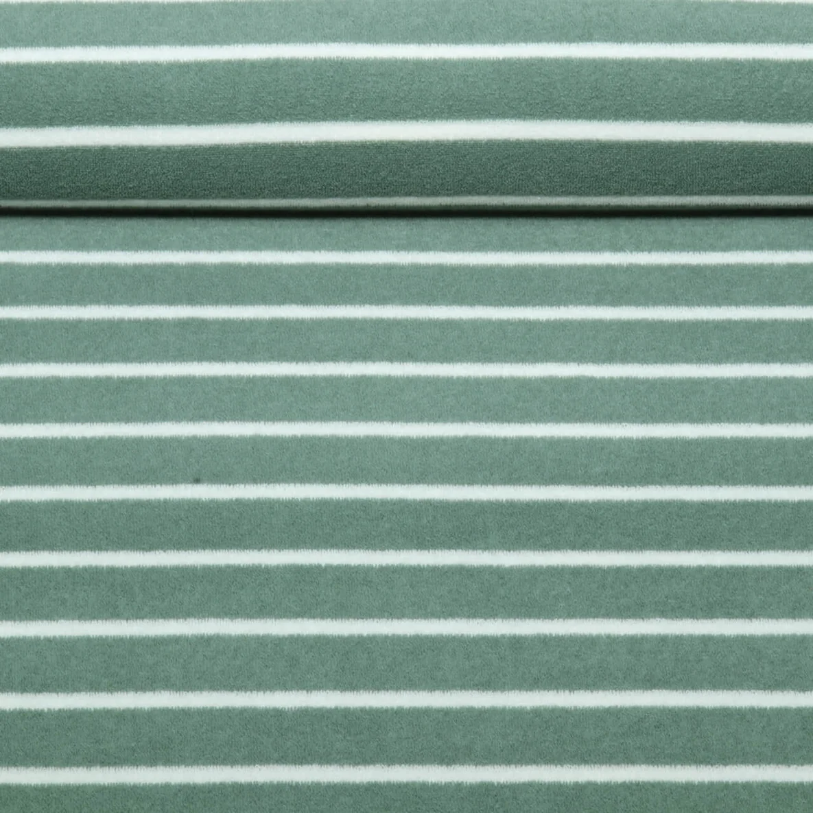 Frottee Jersey Streifen Salbei Ecru Garngefärbt