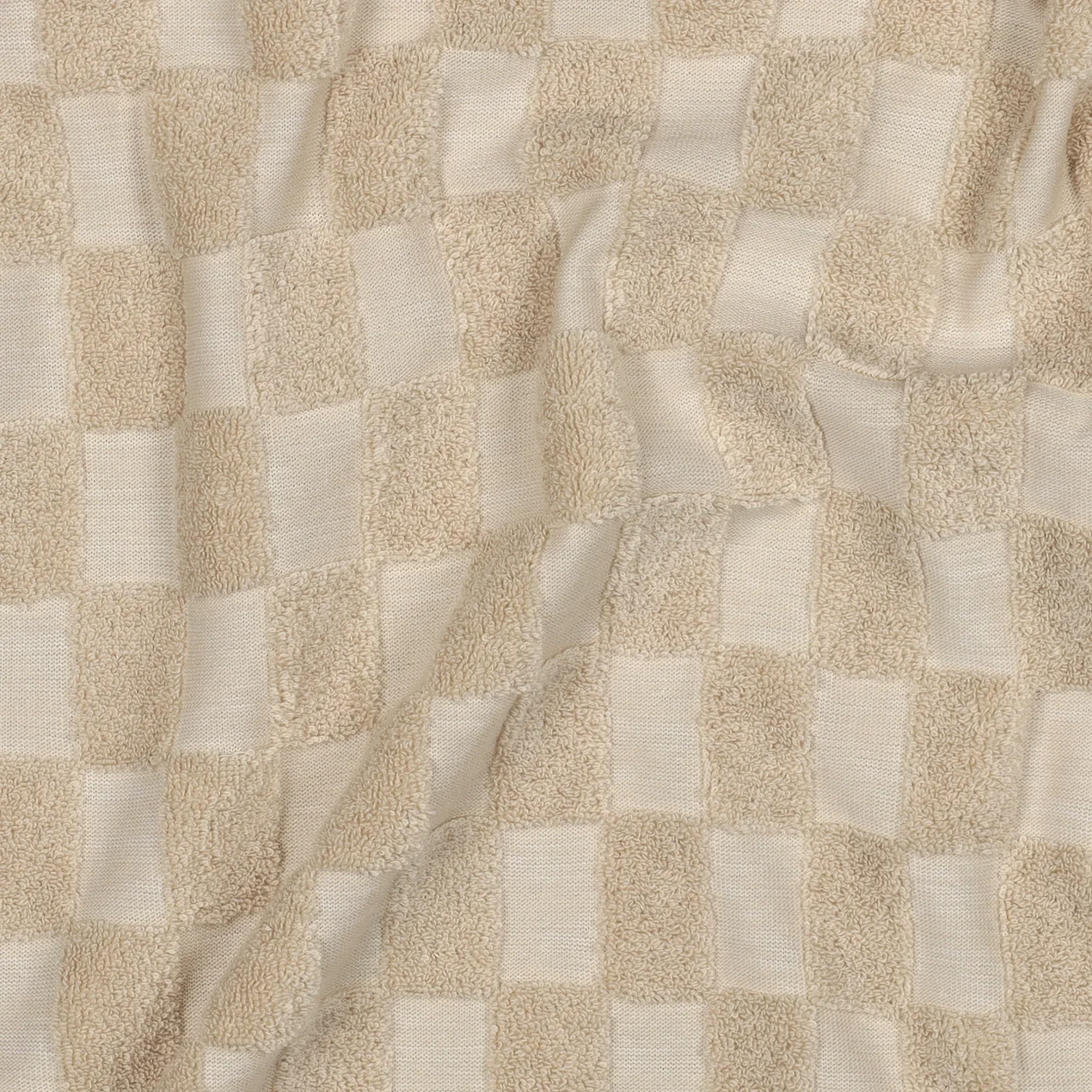 Frottee Jersey Ton-in-Ton Karo Beige