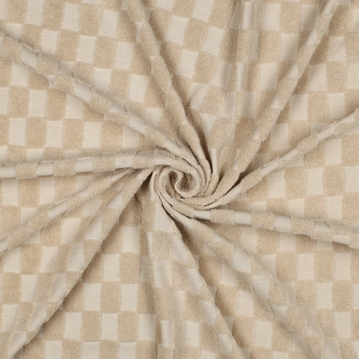 Frottee Jersey Ton-in-Ton Karo Beige