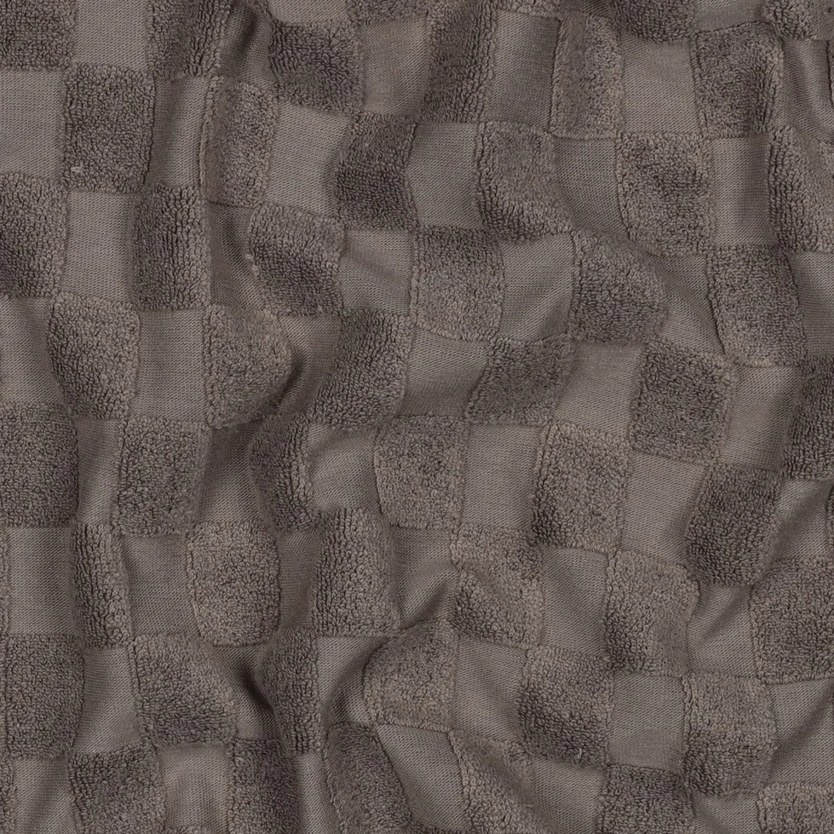 Frottee Jersey Ton-in-Ton Karo Taupe